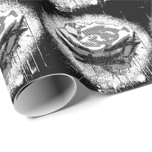 ヴィンテージブラックバラ花 ラッピングペーパー (ロールコーナー)