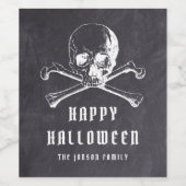 ヴィンテージブラックパイレーツスカル&ボーンズハッピーハローウィン ワインラベル (シングルラベル)