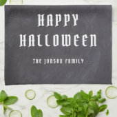 ヴィンテージブラックパイレーツスカル&ボーンズハロウィーン キッチンタオル (折り畳み)