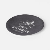 ヴィンテージブラックパイレーツスカル&ボーンズハロウィーン ペーパープレート (アングル)