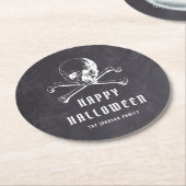 ヴィンテージブラックパイレーツスカル&ボーンズハロウィーン ラウンドペーパーコースター (アングル)
