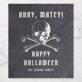 ヴィンテージブラックパイレーツスカル&ボーンズハロウィーン ワインラベル (シングルラベル)