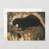 ヴィンテージブラックパンサーキャット ポストカード (正面/裏面)