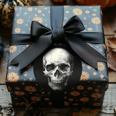 ヴィンテージブラックビクトリアンゴシックスカルエッチング ラウンドシール