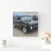 ヴィンテージブラックピックアップ スクエア壁時計 (ホーム)