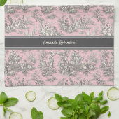 ヴィンテージブラックピンクトイレデジュエリー キッチンタオル (折り畳み)