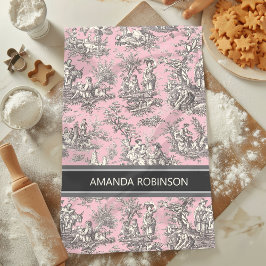 ヴィンテージブラックピンクトイレデジュエリー キッチンタオル