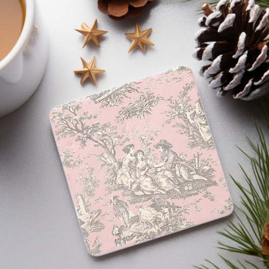 ヴィンテージブラックピンクトイレデジュエリー ストーンコースター