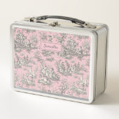 ヴィンテージブラックピンクトイレデジュエリー メタルランチボックス (正面)