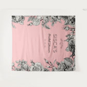 ヴィンテージブラックピンクブライダルシャワー背景フォト タペストリー (正面(横))