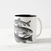 ヴィンテージブラックフィッシュプリントマグ ツートーンマグカップ (正面右)