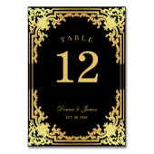 ヴィンテージブラックフェイク金ゴールドアンティークエレガントな結婚式 テーブルナンバー (裏面)
