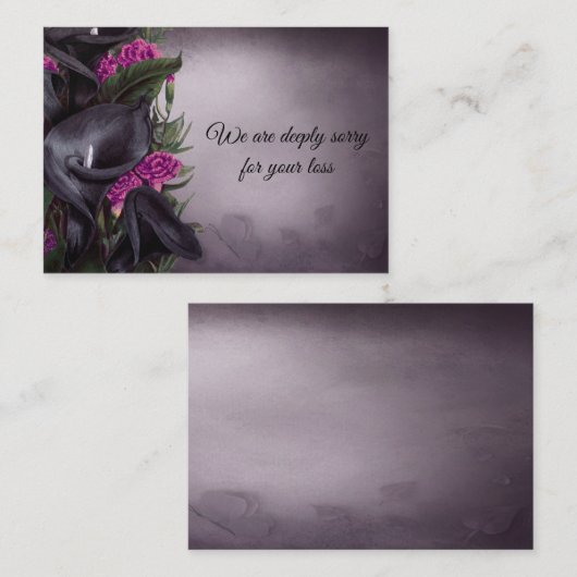 ヴィンテージブラックフラワーのお見舞いカード ノートカード (正面/裏面)