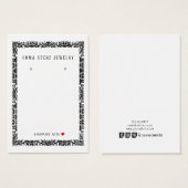 ヴィンテージブラックフランスのフレームイヤリング表示カード (正面&裏面)