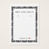 ヴィンテージブラックフランスのフレームイヤリング表示カード (正面)