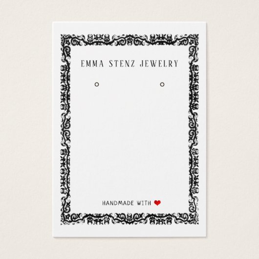 ヴィンテージブラックフランスのフレームイヤリング表示カード (正面)