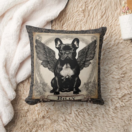 ヴィンテージブラックフランスのブルドパーソナライズされた クッション (ブランケット)