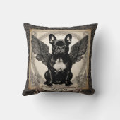 ヴィンテージブラックフランスのブルドパーソナライズされた クッション (裏面)