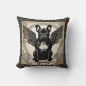 ヴィンテージブラックフランスのブルドパーソナライズされた クッション (正面)