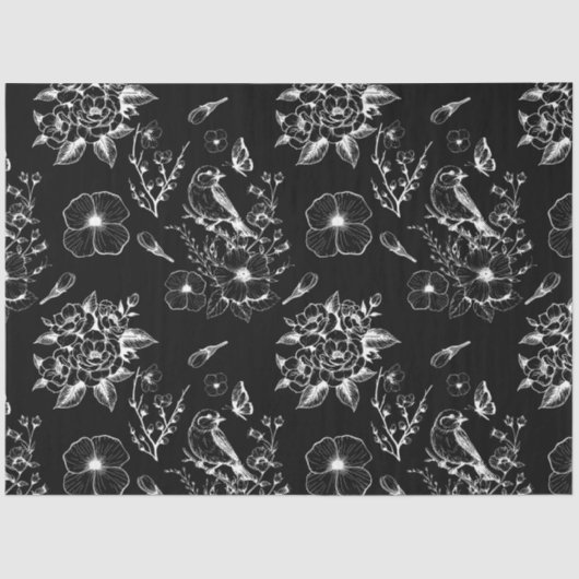 ヴィンテージブラックフロタルバードフェアヤコアデクページ 薄葉紙 (正面)