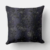 ヴィンテージブラックフローラダマスクダークパープルパターン クッション (裏面)