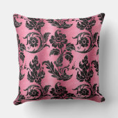 ヴィンテージブラックフローラダマスクピンクパターン クッション (裏面)