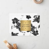 ヴィンテージブラックフローラルパターンフラットノテカード ノートカード (正面/裏面インサイチュ)