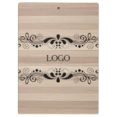 ヴィンテージブラックフローラレース付きベージュ木材テクスチャ クリップボード (裏面)