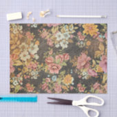 ヴィンテージブラックフローラ切り離しティッシュペーパー 薄葉紙 (クラフト)