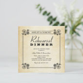 ヴィンテージブラックフローラ結婚のリハーサルディナー 招待状 (スタンド正面)