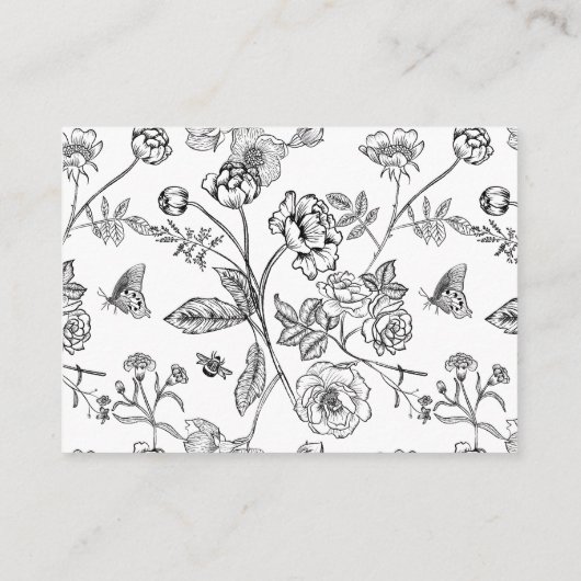 ヴィンテージブラックフローラ結婚の宿泊施設 エンクロージャーカード (裏面)