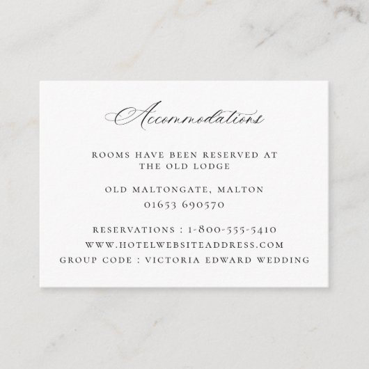 ヴィンテージブラックフローラ結婚の宿泊施設 エンクロージャーカード (正面)