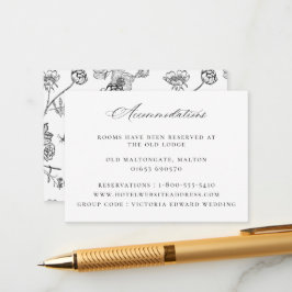 ヴィンテージブラックフローラ結婚の宿泊施設 エンクロージャーカード