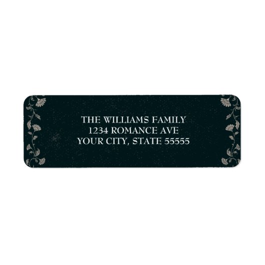 ヴィンテージブラックフローラ結婚ゴシック住所 シール (正面)