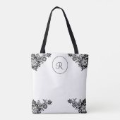 ヴィンテージブラックフローラ(パーソナライズ) トートバッグ (裏面)