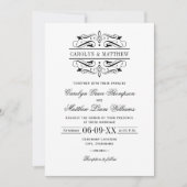 ヴィンテージブラックフローリッシュホワイト結婚ズ 招待状 (正面)