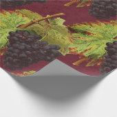 ヴィンテージブラックブドウとつる植物オンワインレッド ラッピングペーパー (角)