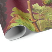 ヴィンテージブラックブドウとつる植物オンワインレッド ラッピングペーパー (ロールコーナー)