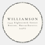 ヴィンテージブラックプレイドクリスマス差出人住所 ラウンドシール (正面)