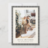 ヴィンテージブラックプレイド2枚の垂直な写真クリスマス シーズンカード (正面)