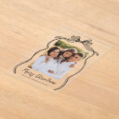 ヴィンテージブラックボウメリークリスマスフォト アクリル招待状 (レイダウン)