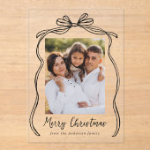 ヴィンテージブラックボウメリークリスマスフォト アクリル招待状 (正面)