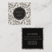 ヴィンテージブラックボタニカルフローラブックスフォーベビーシック スクエア名刺 (正面/裏面)