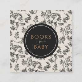 ヴィンテージブラックボタニカルフローラブックスフォーベビーシック スクエア名刺