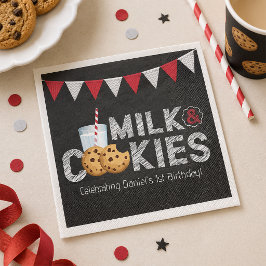 ヴィンテージブラックボード ミルク&クッキー 誕生日 ナプキン スタンダードカクテルナプキン