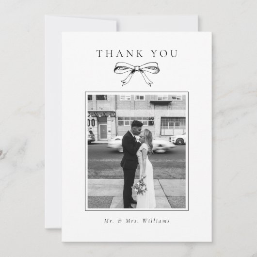 ヴィンテージブラックボーフォトフラッ結婚ト サンキューカード (正面)