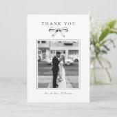 ヴィンテージブラックボーフォトフラッ結婚ト サンキューカード (スタンド正面)