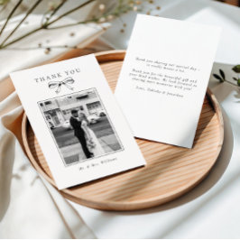 ヴィンテージブラックボーフォトフラッ結婚ト サンキューカード