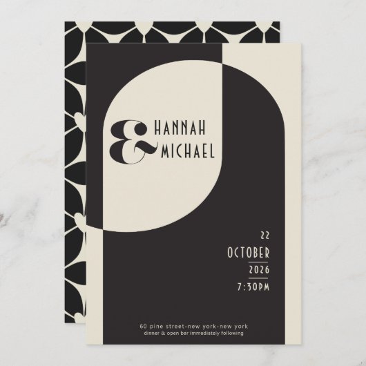 ヴィンテージブラックボーンデコ招待状 招待状 (正面/裏面)