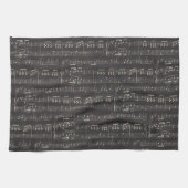 ヴィンテージブラックミュージックノートパターンミュージシャン キッチンタオル (横)